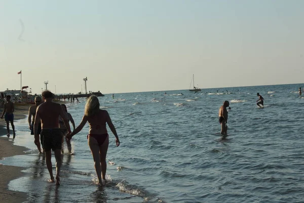 Plages Été Ferragosto Italie Août 2021 Riccione Italie Dans Semaine — Photo