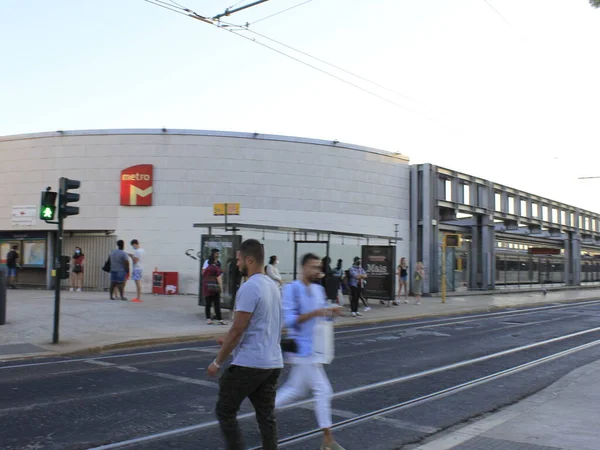 Stacja Cais Sodre Lizbonie Sierpnia 2021 Lizbona Portugalia Przemieszczanie Się — Zdjęcie stockowe