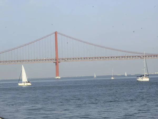 Excursie Barca Râul Tejo Lisabona August 2021 Lisabona Portugalia Oamenii — Fotografie, imagine de stoc