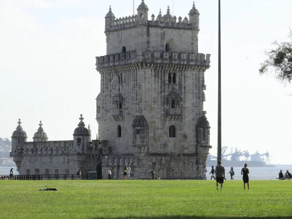 Torre Belem Omgeving Lissabon Augustus 2021 Lissabon Portugal Zelfs Gesloten — Stockfoto