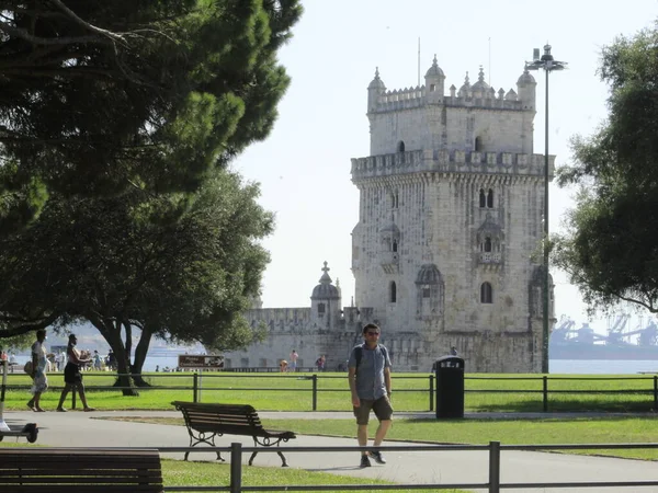 Torre Belem Környéke Lisszabonban Augusztus 2021 Lisszabon Portugália Még Zárva — Stock Fotó