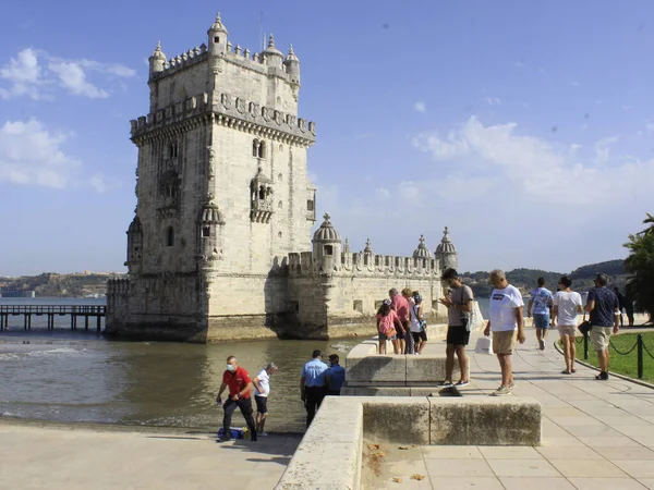 Torre Belem Környéke Lisszabonban Augusztus 2021 Lisszabon Portugália Még Zárva — Stock Fotó