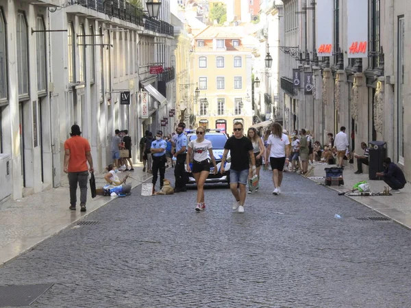 Srpna 2021 Lisabon Portugalsko Intenzivní Pěší Hnutí Centru Lisabonu Hlavním — Stock fotografie