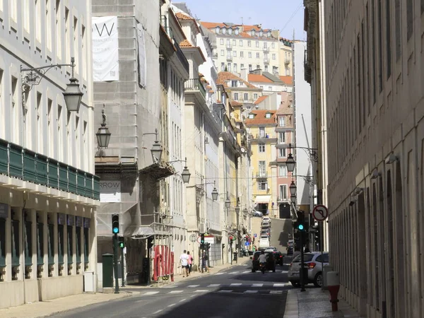Agosto 2021 Lisboa Portugal Movimento Pedestre Intenso Centro Lisboa Capital — Fotografia de Stock
