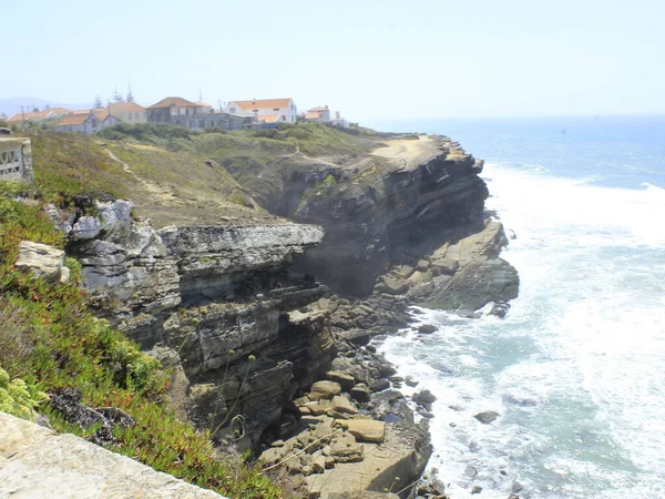 Pohled Azenhas Mar Pobřeží Portugalska Srpna 2021 Sintra Portugalsko Pohled — Stock fotografie