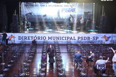 PSDB toplantısı Tomas Covas 'ın partiye olan bağlılığını gösteriyor. 18 Ağustos 2021, Sao Paulo, Brezilya: Sao Paulo PSDB rehberinin, Sao Paulo 'da bulunan Francisco Matarazzo Bulvarı' ndaki Ses etkinlikleri binasında 18 Ağustos Çarşamba günü toplanması).