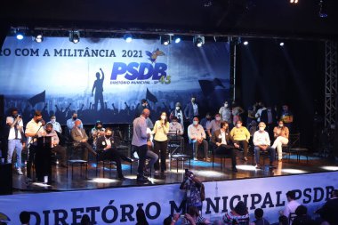 18 Ağustos 2021, Sao Paulo, Brezilya: Sao Paulo PSDB rehberinin, Sao Paulo 'da bulunan Francisco Matarazzo Bulvarı' ndaki Ses etkinlikleri binasında 18 Ağustos Çarşamba günü toplanması). 