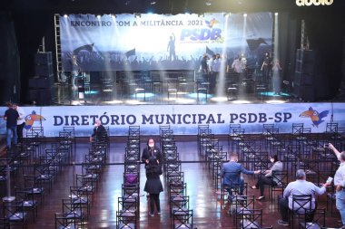 PSDB toplantısı Tomas Covas 'ın partiye olan bağlılığını gösteriyor. 18 Ağustos 2021, Sao Paulo, Brezilya: Sao Paulo PSDB rehberinin, Sao Paulo 'da bulunan Francisco Matarazzo Bulvarı' ndaki Ses etkinlikleri binasında 18 Ağustos Çarşamba günü toplanması).