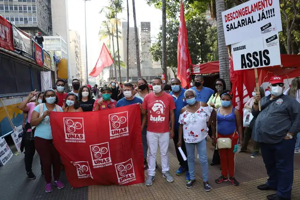 Int Protesta Reúne Funcionarios Municipales Contra Pec Agosto 2021 Sao — Foto de Stock