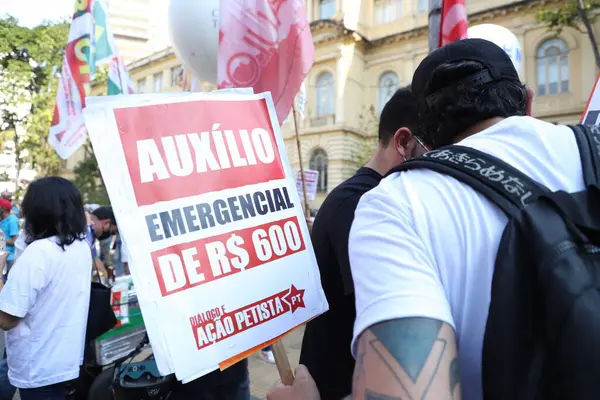 Int Protest Sdružuje Obecní Zaměstnance Proti Pec32 Srpna2021 Sao Paulo — Stock fotografie