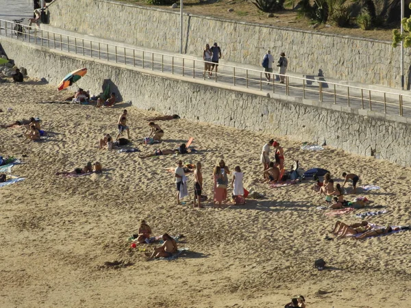 Bathers Poca Beach Estoril August 2021 Estoril Cascais Portugal Movement — Stock Photo, Image