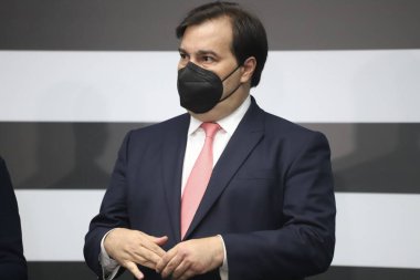 Sao Paulo 'da Rodrigo Maia' nın yemin töreni. 20 Ağustos 2021, Sao Paulo, Brezilya: Sao Paulo Valisi Joao Doria, Sao Paulo Valisi ile birlikte Rodrigo Maia 'da Proje ve Stratejik Eylem Bakanı olarak yemin etti.