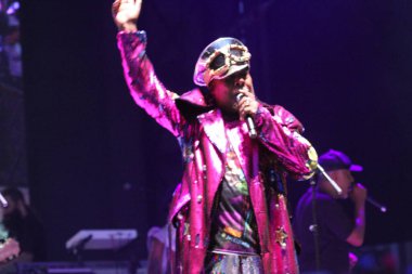  P Funk All Stars, It 's Time for Hip Hop in New York konserlerinde konser veriyor. 20 Ağustos 2021, Queens, New York, ABD: P Funk All Stars, The City of New York tarafından sunulan 