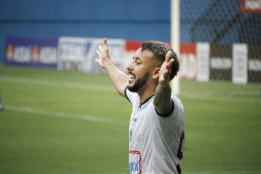 (SPO) Brezilya Futbol Şampiyonası 3. Lig: Portekiz ve Altos-PI. 21 Ağustos 2021, Manaus, Brezilya: Manaus oyuncuları golü