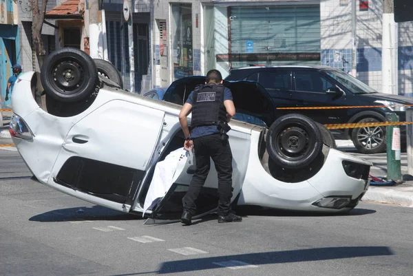 Accidente Entre Dos Coches Sao Paulo Agosto 2021 Sao Paulo —  Fotos de Stock