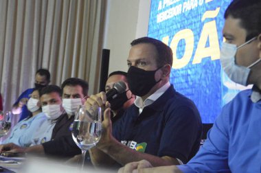 Sao Paulo Valisi Joao Doria, Natal 'daki parti liderleriyle bir toplantıya katılıyor. 27 Ağustos 2021, Natal, Rio Grande do Norte, Brezilya: Sao Paulo Valisi Joao Doria, PSDB liderleriyle bir toplantıya katıldı