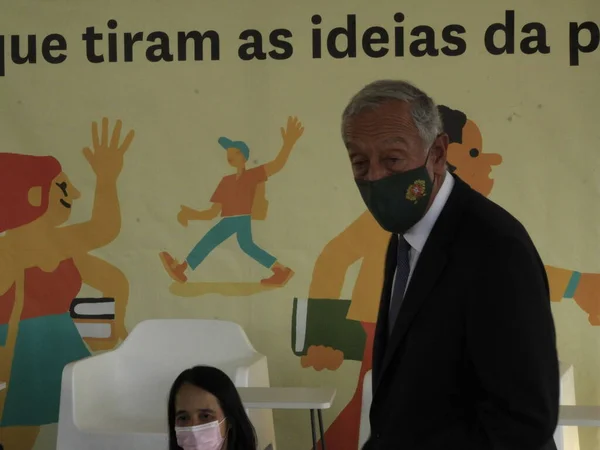Presidente Del Portogallo Partecipa Alla Fiera Del Libro Lisbona Agosto — Foto Stock
