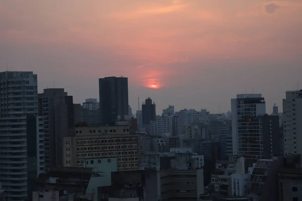 Tempo Pôr Sol São Paulo Agosto 2021 São Paulo Brasil — Fotografia de Stock