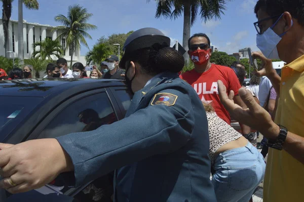 Lula Participa Uma Reunião Com Governadora Fátima Bezerra Agosto 2021 — Fotografia de Stock