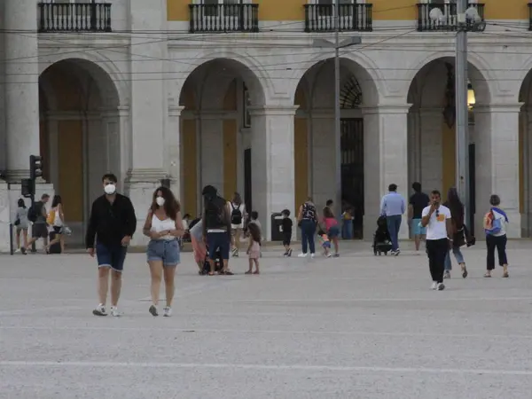 Beweging Het Comercio Plein Lissabon Augustus 2021 Lissabon Portugal Het — Stockfoto