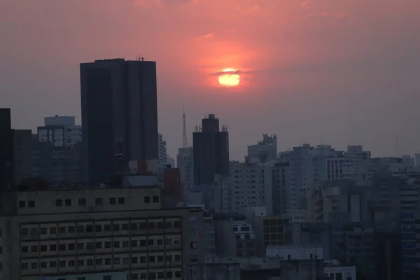 Meteo Tramonto San Paolo Agosto 2021 San Paolo Brasile Tramonto — Foto Stock