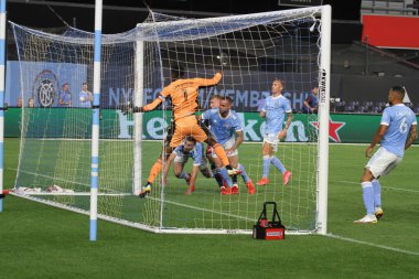NYCFC ve New England arasında Amerikan Futbolu. 28 Ağustos 2021, Bronx, New York, ABD: NYCFC 'den Valentin Castellanos Major League Soccer (MLS) 