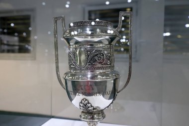 Palmeiras ödül odası Sao Paulo 'daki Allianz Parque Stadyumu' nun birinci katında. 30 Ağustos 2021, Sao Paulo, Brezilya: Palmeiras, kulübün Sao Paulo 'daki Allianz Parque Stadyumu' ndaki yeni Trophy Room 'unu basına açtı.