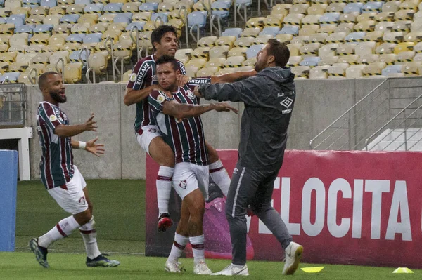 巴西足球锦标赛 Fluminense和Bahia 2021年8月30日 巴西里约热内卢 Fuminense和Bahia之间的足球比赛 在里约热内卢马拉卡纳体育场举行的第18轮巴西足球锦标赛有效 — 图库照片
