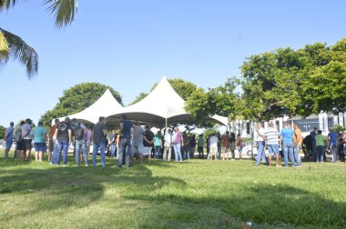 Natal 'da daha iyi çalışma koşulları için RN protestoları. 31 Ağustos 2021, Natal, Rio Grande do Norte, Brezilya: Rio Grande do Norte 'den askeri polis memurları çalışma koşullarını protesto ettiler ve birimlerin gerçeklerini ortaya çıkardılar. 
