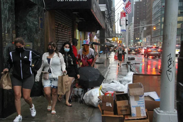 Heavy Rainfall Atinge Nova York Como Relógio Inundação Flash Permanece — Fotografia de Stock