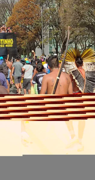 Int Indígenas Diferentes Regiões Brasil Marcham Brasília Contra Recorte Temporal — Fotografia de Stock