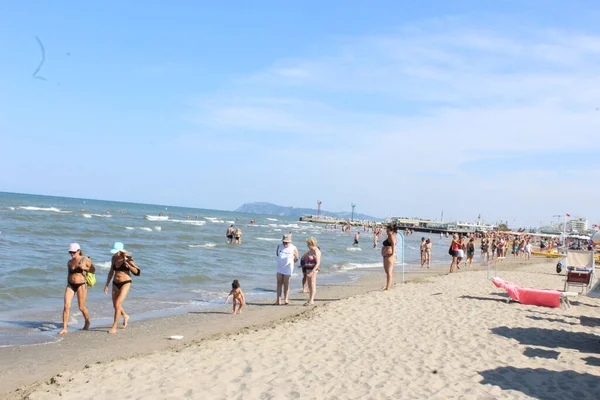 Int Mouvement Des Touristes Sur Plage Riviera Romano Riccione Septembre — Photo