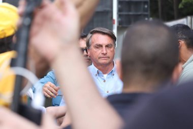 (Sao Paulo 'daki Paulista' da destekçilerinin katıldığı bir etkinliğe Bolsonaro da katıldı. 7 Eylül 2021, Sao Paulo, Brezilya: Brezilya Cumhurbaşkanı Jair Bolsonaro, 7 Eylül Salı günü Paulista Bulvarı 'nda destekçileriyle birlikte düzenlenen bir gösteri sırasında),