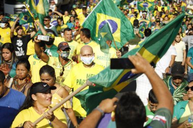 (Protestocular Manaus 'taki Bolsonaro hükümetini destekliyor. 7 Eylül 2021, Manaus, Amazonas, Brezilya: Binlerce insan 7 Eylül Salı günü Manaus 'ta düzenlenen Bağımsızlık Tatili' nde Brezilya Cumhurbaşkanı Jair Bolsonaro 'nun lehine eylemlere katıldı. Halkla ilişkiler.
