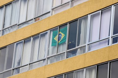 (Sao Paulo 'daki 7 Eylül protestoları için hazırlıklar. 7 Eylül 2021, Sao Paulo, Brezilya: Sao Paulo 'nun başkenti, Brezilya cumhurbaşkanı Jair Messias Bolsonaro' ya karşı 7 Eylül Salı günü düzenlenen protestoların bir başka günü,