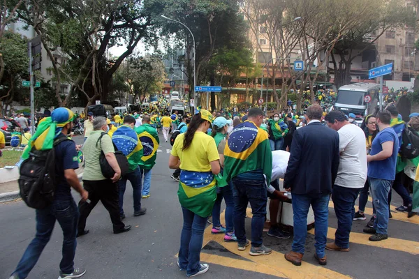 Int Apoiantes Protesto Presidente Brasileiro Bolsonaro Contra Paulista Setembro 2021 — Fotografia de Stock