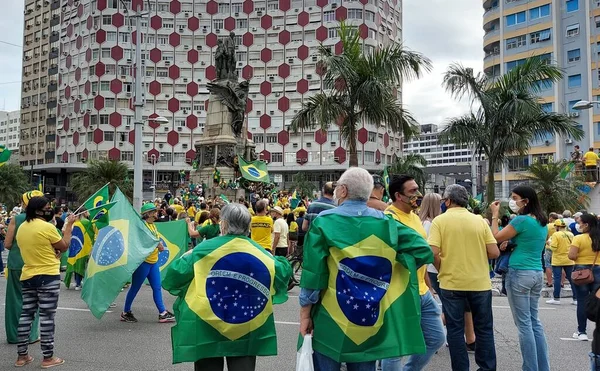 Int Agir Favorável Presidente Jair Bolsonaro Santos Setembro 2021 Santos — Fotografia de Stock