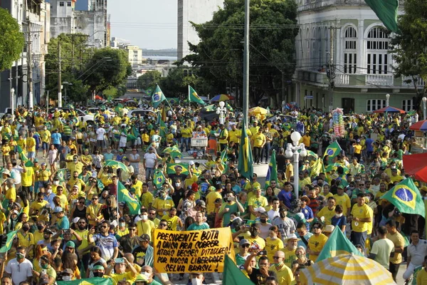 Int マナウスのボルソナーロ政権を支持する抗議者 9月7 2021 マナウス アマゾナス ブラジル 何千人もの人々がマナウスで火曜日 独立記念日に ブラジル大統領Jair — ストック写真