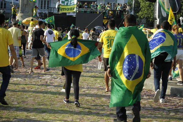 Int Tüntetők Támogatják Manaus Bolsonaro Kormányt 2021 Szeptember Manaus Amazonas — Stock Fotó