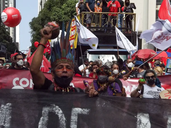 Int Manifestação Contra Bolsonaro Candelaria Rio Janeiro Setembro 2021 Rio — Fotografia de Stock