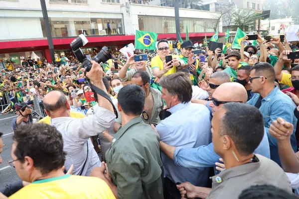 Int Bolsonaro Uczestniczy Wydarzeniu Kibicami Paulista Sao Paulo Września 2021 — Zdjęcie stockowe