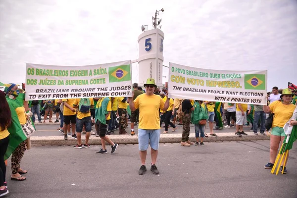 Int Protesters Act Favor Bolsonaro Government Copacabana September 2021 Rio — Stock Photo, Image