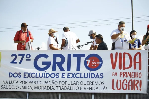 Int Manifestantes Toman Medidas Contra Gobierno Bolsonaro Largo Mestre Chico —  Fotos de Stock