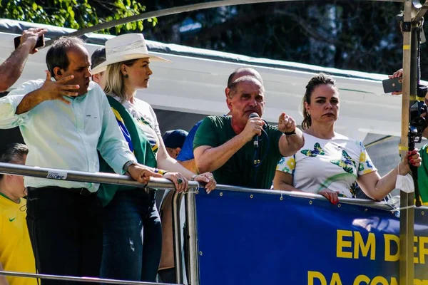 Int Demonstrace Brazilského Prezidenta Jaira Bolsonara Sao Paulu Pro Vládu — Stock fotografie