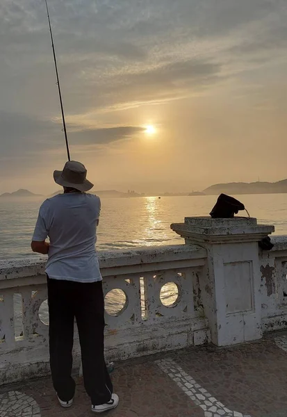 Los Bañistas Observan Puesta Sol Playa Santos Septiembre 2021 Santos — Foto de Stock