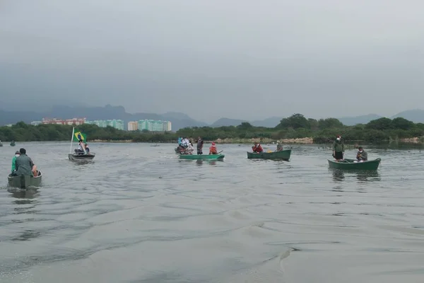 September 2021 Rio Janeiro Medlemmar Canal Anil Artisanal Fishermen Association — Stockfoto