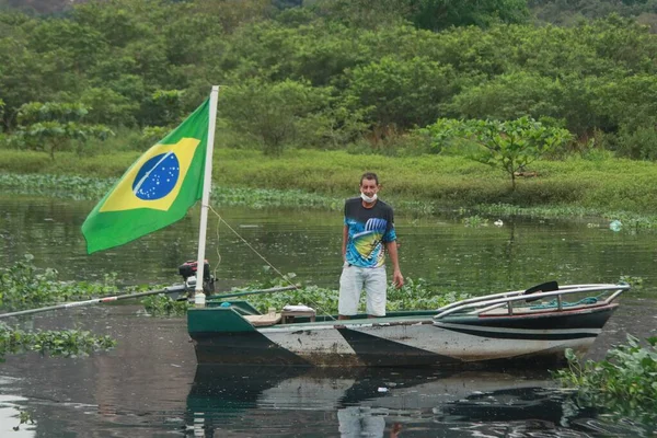 Fiskare Protesterar Mot Föroreningar Lagoas Jacarepagua September 2021 Rio Janeiro — Stockfoto