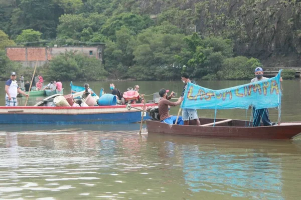 September 2021 Rio Janeiro Medlemmar Canal Anil Artisanal Fishermen Association — Stockfoto