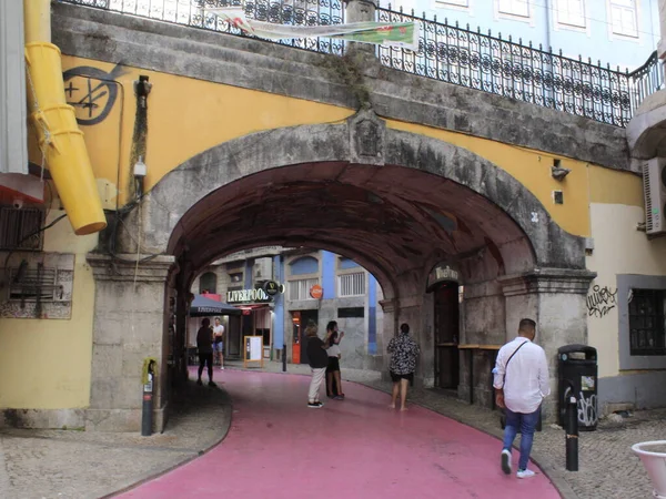 Turystyka Portugalii Ruch Pieszy Ulicy Cor Rosa Lizbonie Września 2021 — Zdjęcie stockowe