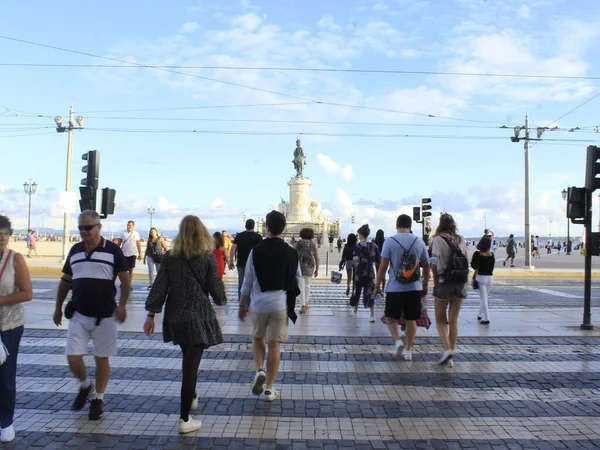 Pohyb Lidí Ulicemi Náměstími Lisabonu Září 2021 Lisabon Portugalsko Pohyb — Stock fotografie